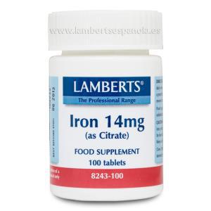 HIERRO 14 MG CITRATO 100 TAB LAMBERTS ESP